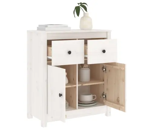 Šoninė Spintelė, Balta, 70X35X80cm Pušies Medienos Masyvas