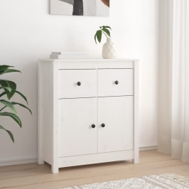 Kumode, Balta, 70X35X80 Cm, Priedes Masīvkoks Vidaxl