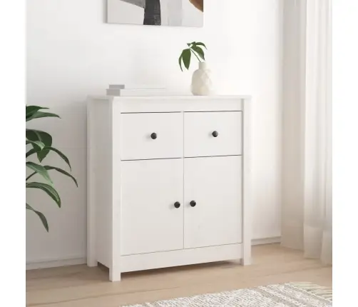 Šoninė Spintelė, Balta, 70X35X80cm Pušies Medienos Masyvas