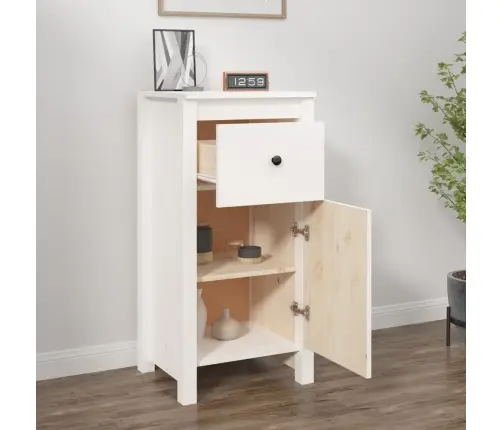 Kumode, Balta, 40X35X80 Cm, Priedes Masīvkoks Vidaxl