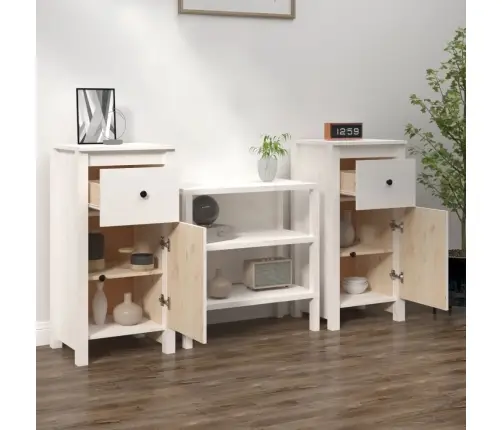 Kumodes, 2 Gab., Baltas, 40X35X80 Cm, Priedes Masīvkoks Vidaxl