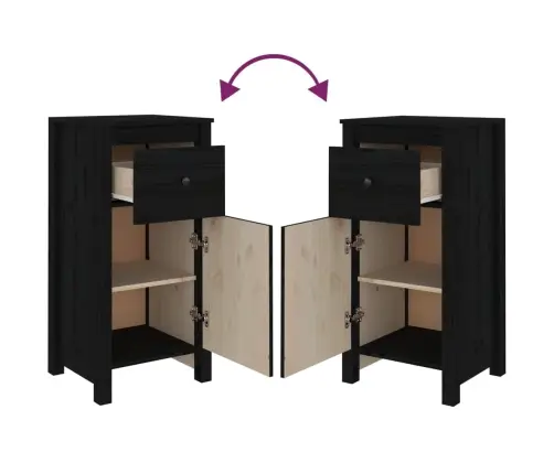 Kumodes, 2 Gab., Melnas, 40X35X80 Cm, Priedes Masīvkoks Vidaxl