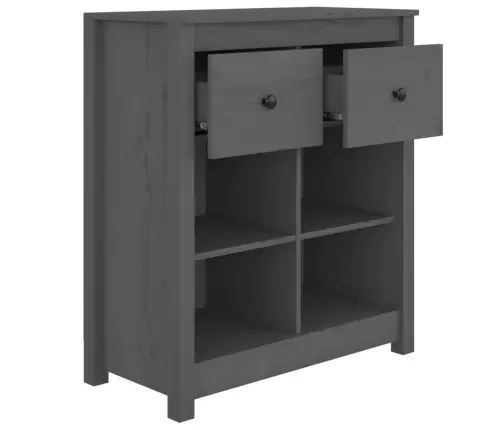 Kumode, Pelēka, 70X35X80 Cm, Priedes Masīvkoks Vidaxl