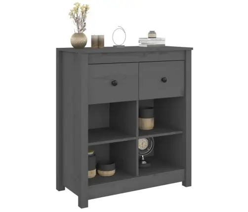 Kumode, Pelēka, 70X35X80 Cm, Priedes Masīvkoks Vidaxl