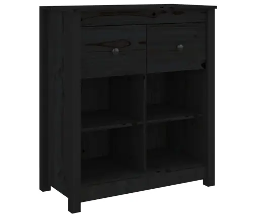 Šoninė Spintelė, Juoda, 70X35X80cm Pušies Medienos Masyvas