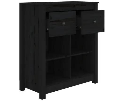 Šoninė Spintelė, Juoda, 70X35X80cm Pušies Medienos Masyvas