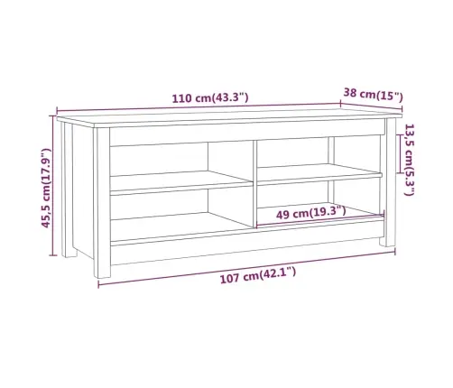 Jalatsipink, Valge, 110 X 38 X 45,5 cm Männipuit