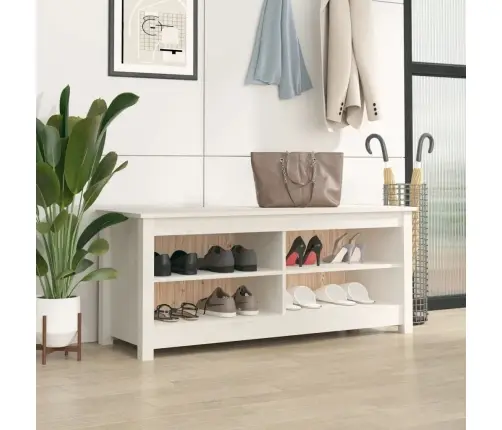 Jalatsipink, Valge, 110 X 38 X 45,5 cm Männipuit