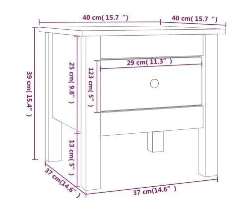 Šoninis Staliukas, Juodas, 40X40X39cm Pušies Medienos Masyvas