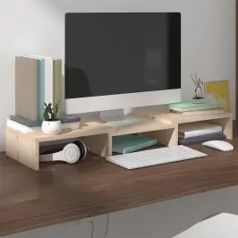 Monitoriaus Stovas, 60X24X10,5cm Pušies Medienos Masyvas