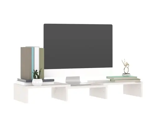 Monitora Paliktnis, Balts, 60X24X10,5 Cm, Priedes Masīvkoks Vidaxl