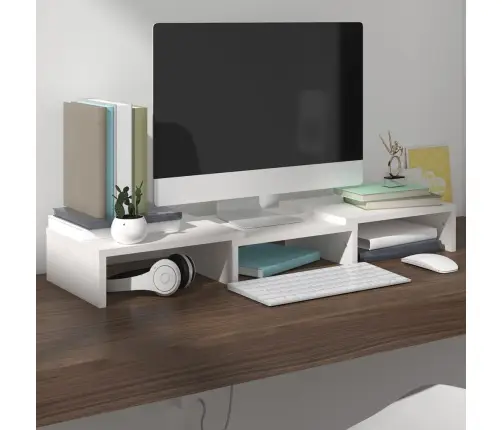 Monitora Paliktnis, Balts, 60X24X10,5 Cm, Priedes Masīvkoks Vidaxl