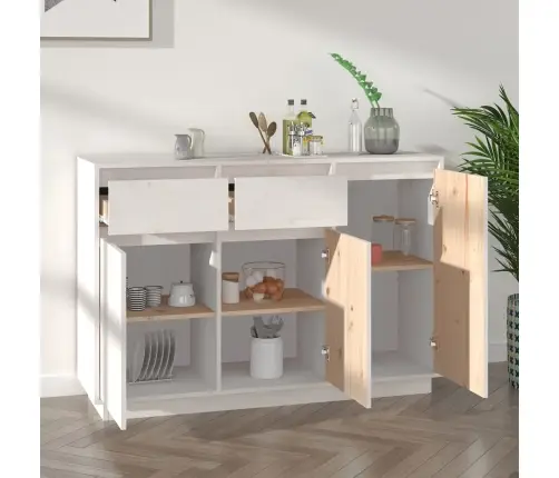 Kumode, Balta, 110X34X75 Cm, Priedes Masīvkoks Vidaxl