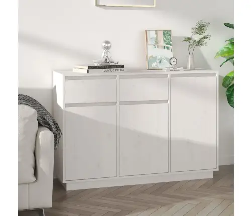 Kumode, Balta, 110X34X75 Cm, Priedes Masīvkoks Vidaxl