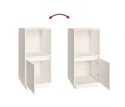 Šoninė Spintelė, Balta, 38X35X80cm Pušies Medienos Masyvas Šoninė Spintelė, Balta, 38X35X80cm Pušies Medienos Masyvas