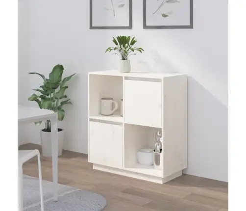 Kumode, Balta, 74X35X80 Cm, Priedes Masīvkoks Vidaxl