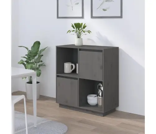Kumode, Pelēka, 74X35X80 Cm, Priedes Masīvkoks Vidaxl