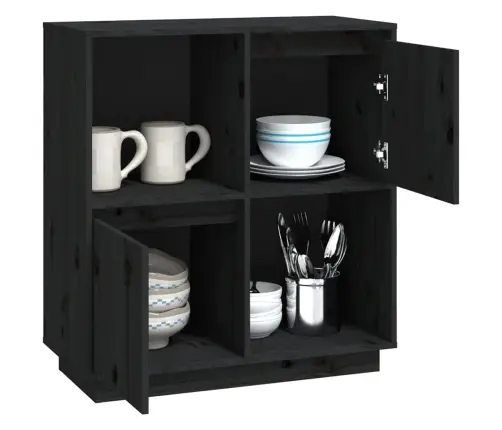 Kumode, Melna, 74X35X80 Cm, Priedes Masīvkoks Vidaxl