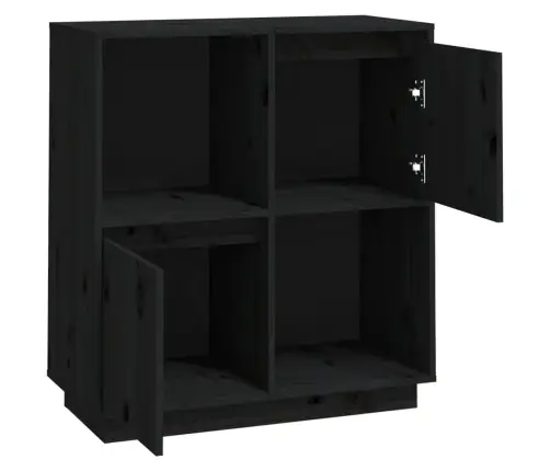 Kumode, Melna, 74X35X80 Cm, Priedes Masīvkoks Vidaxl