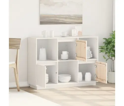 Šoninė Spintelė, Balta, 110,5X35X80cm Pušies Medienos Masyvas Šoninė Spintelė, Balta, 110,5X35X80cm Pušies Medienos Masyvas