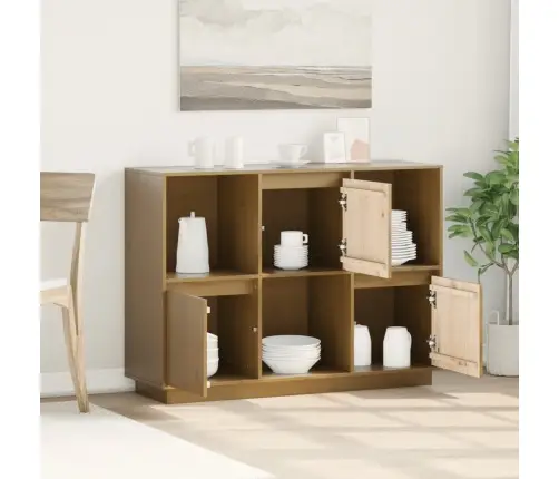 Kumode, Medus Brūna, 110,5X35X80 Cm, Priedes Masīvkoks Vidaxl