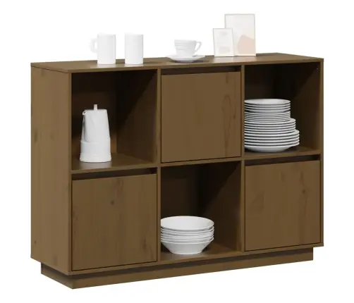 Kumode, Medus Brūna, 110,5X35X80 Cm, Priedes Masīvkoks Vidaxl