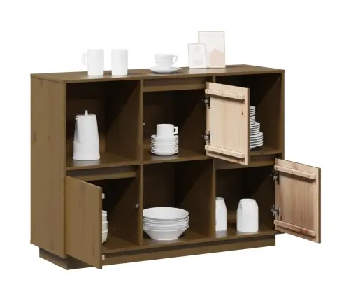 Kumode, Medus Brūna, 110,5X35X80 Cm, Priedes Masīvkoks Vidaxl