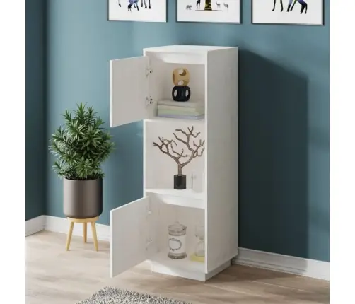 Augstais Skapītis, Balts, 38X35X117 Cm, Priedes Masīvkoks Vidaxl