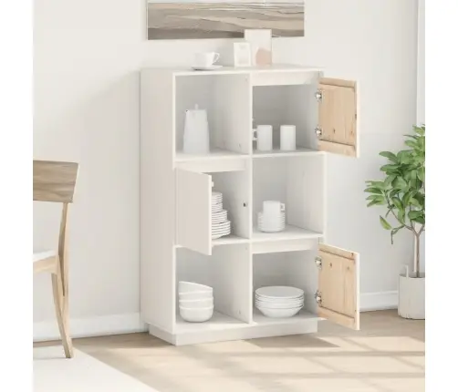 Augstais Skapītis, Balts, 74X35X117 Cm, Priedes Masīvkoks Vidaxl