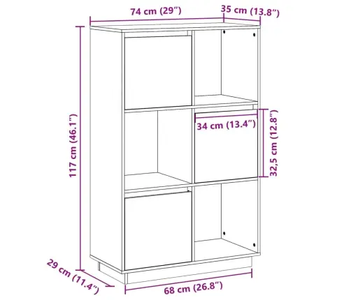 Augstais Skapītis, Balts, 74X35X117 Cm, Priedes Masīvkoks Vidaxl