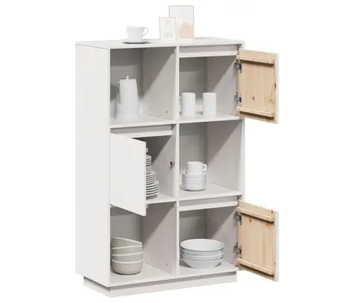 Augstais Skapītis, Balts, 74X35X117 Cm, Priedes Masīvkoks Vidaxl