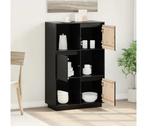 Kõrge Kapp, Must, 74 X 35 X 117 cm Toekas Männipuit