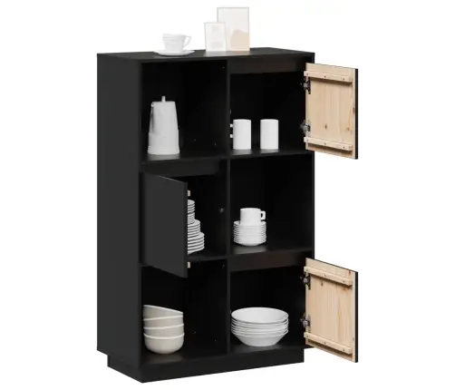 Kõrge Kapp, Must, 74 X 35 X 117 cm Toekas Männipuit