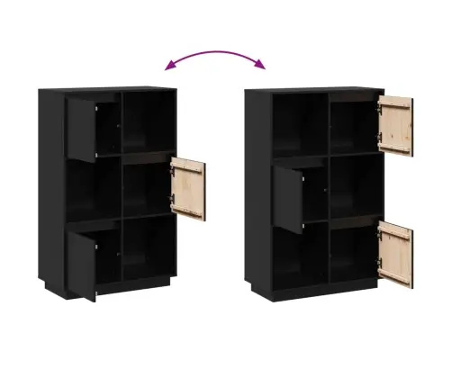 Kõrge Kapp, Must, 74 X 35 X 117 cm Toekas Männipuit