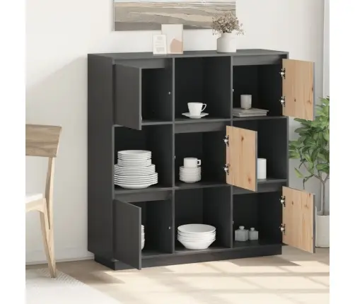 Augstais Skapītis, Pelēks, 110,5X35X117 Cm, Priedes Masīvkoks Vidaxl