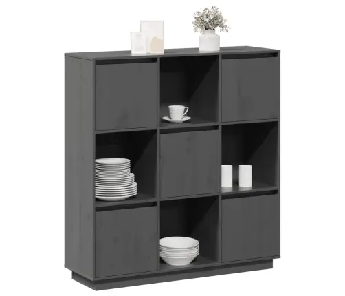 Augstais Skapītis, Pelēks, 110,5X35X117 Cm, Priedes Masīvkoks Vidaxl