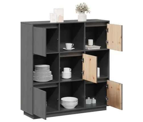 Augstais Skapītis, Pelēks, 110,5X35X117 Cm, Priedes Masīvkoks Vidaxl