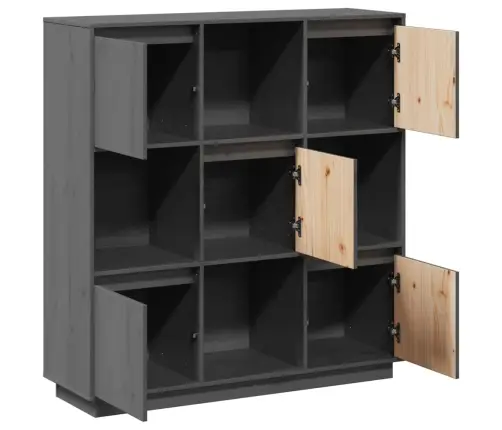 Augstais Skapītis, Pelēks, 110,5X35X117 Cm, Priedes Masīvkoks Vidaxl