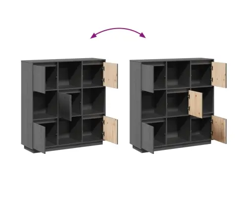 Augstais Skapītis, Pelēks, 110,5X35X117 Cm, Priedes Masīvkoks Vidaxl