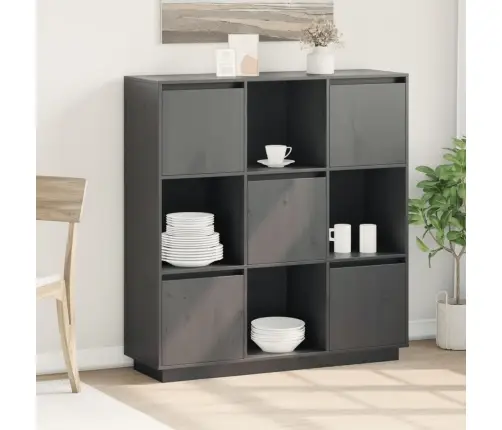 Augstais Skapītis, Pelēks, 110,5X35X117 Cm, Priedes Masīvkoks Vidaxl