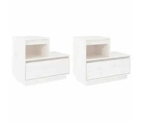 Naktsskapīši, 2 Gab., Balti, 60X34X51 Cm, Priedes Masīvkoks Vidaxl Naktsskapīši, 2 Gab., Balti, 60X34X51 Cm, Priedes Masīvkoks Vidaxl