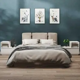 Naktinės Spintelės, 2Vnt., Baltos, 60X34X51cm Pušies Masyvas