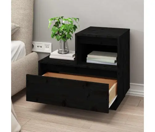 Naktsskapīši, 2 Gab., Melni, 60X34X51 Cm, Priedes Masīvkoks Vidaxl