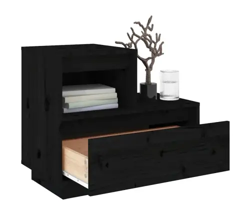 Naktsskapīši, 2 Gab., Melni, 60X34X51 Cm, Priedes Masīvkoks Vidaxl