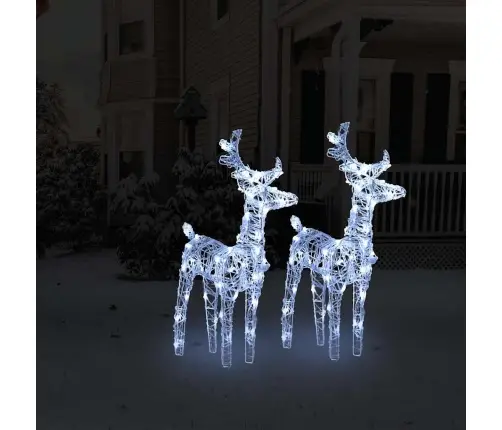 Ziemassvētku Ziemeļbrieži, 2 Gab., 80 Vēsi Baltas Led, Akrils Vidaxl Ziemassvētku Ziemeļbrieži, 2 Gab., 80 Vēsi Baltas Led, Akrils Vidaxl