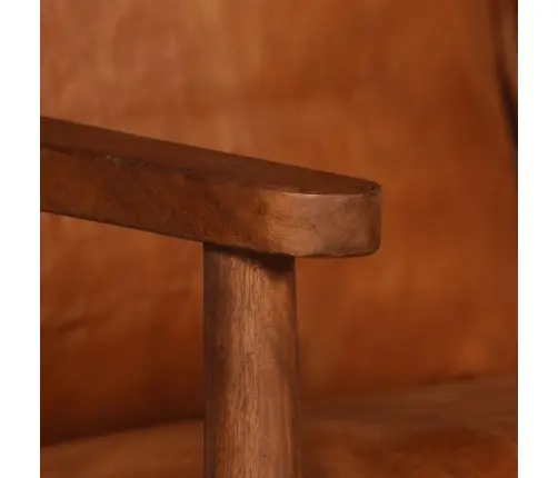 2-Daļīgs Dīvāna Komplekts, Dabīga Āda Un Akācijas Koks, Brūns Vidaxl