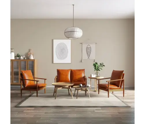 3-Daļīgs Dīvāna Komplekts, Dabīga Āda, Akācijas Koks, Brūns Vidaxl