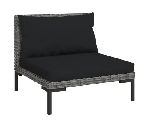 4-Osaline Aiamööblikomplekt Patjadega, Polürotang, Tumehall