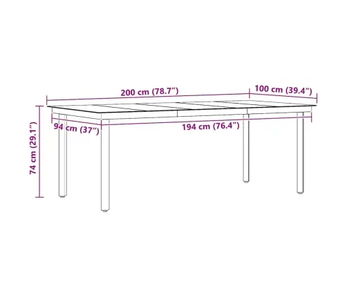 Aia Söögilaud, Must, 200 X 100 X 74 cm Teras Ja Klaas