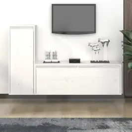 Tv Skapīši, 2 Gab., Balti, Priedes Masīvkoks Vidaxl